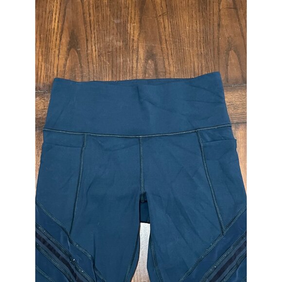 Athleta High Rise Leggings Pocket Cut Out Dark Teal Blue/Green Color Athletic S - Picture 3 of 10